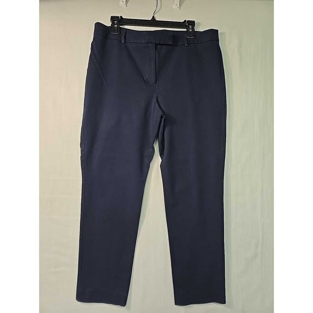 TALBOTS Navy High Waist Slim Straight Leg Flat Front Pants Women's Size 14P